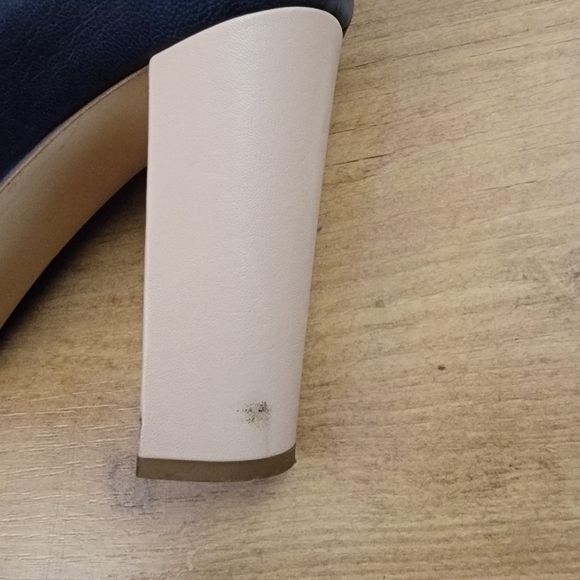 J. Crew Etta Cap Toe Navy and Beige Leather Pumps - Picture 12 of 14